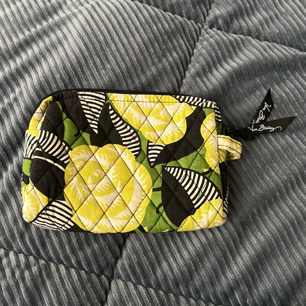 Green and Black La Neon Rose Vera Bradley Cosmetic Bag